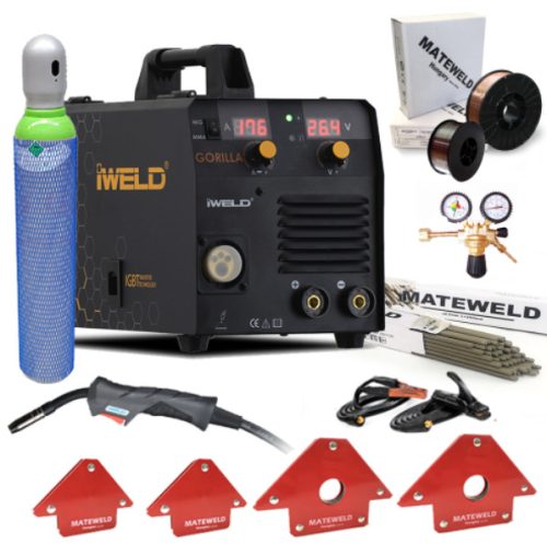 IWELD Gorilla Pocketmig 175 Alflux MIG aparat de sudura cu inverter în pachet complet